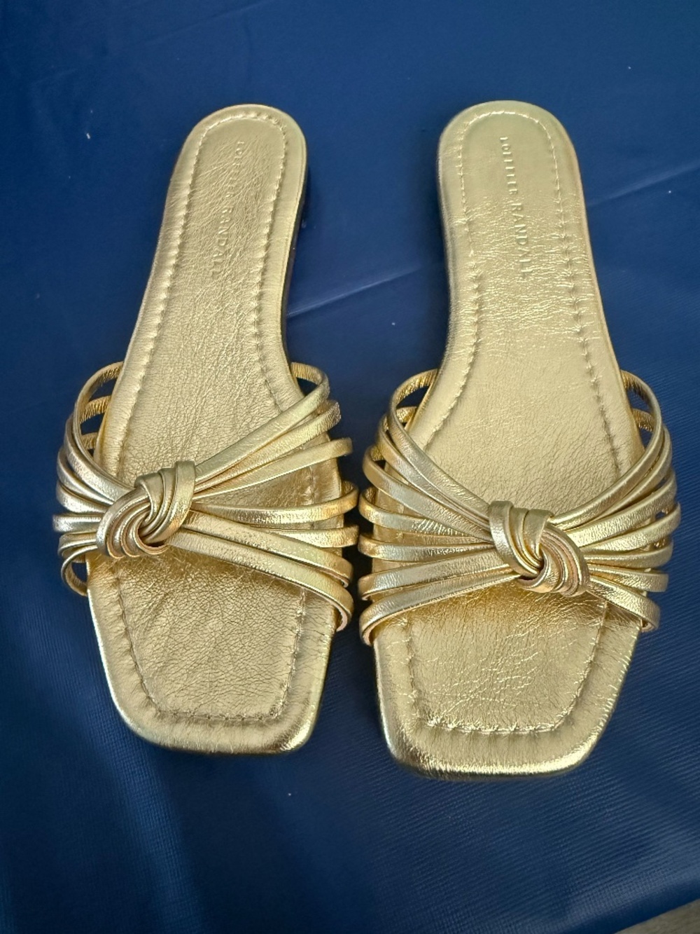 Loeffler Randall Leather Gold Slides NWOT